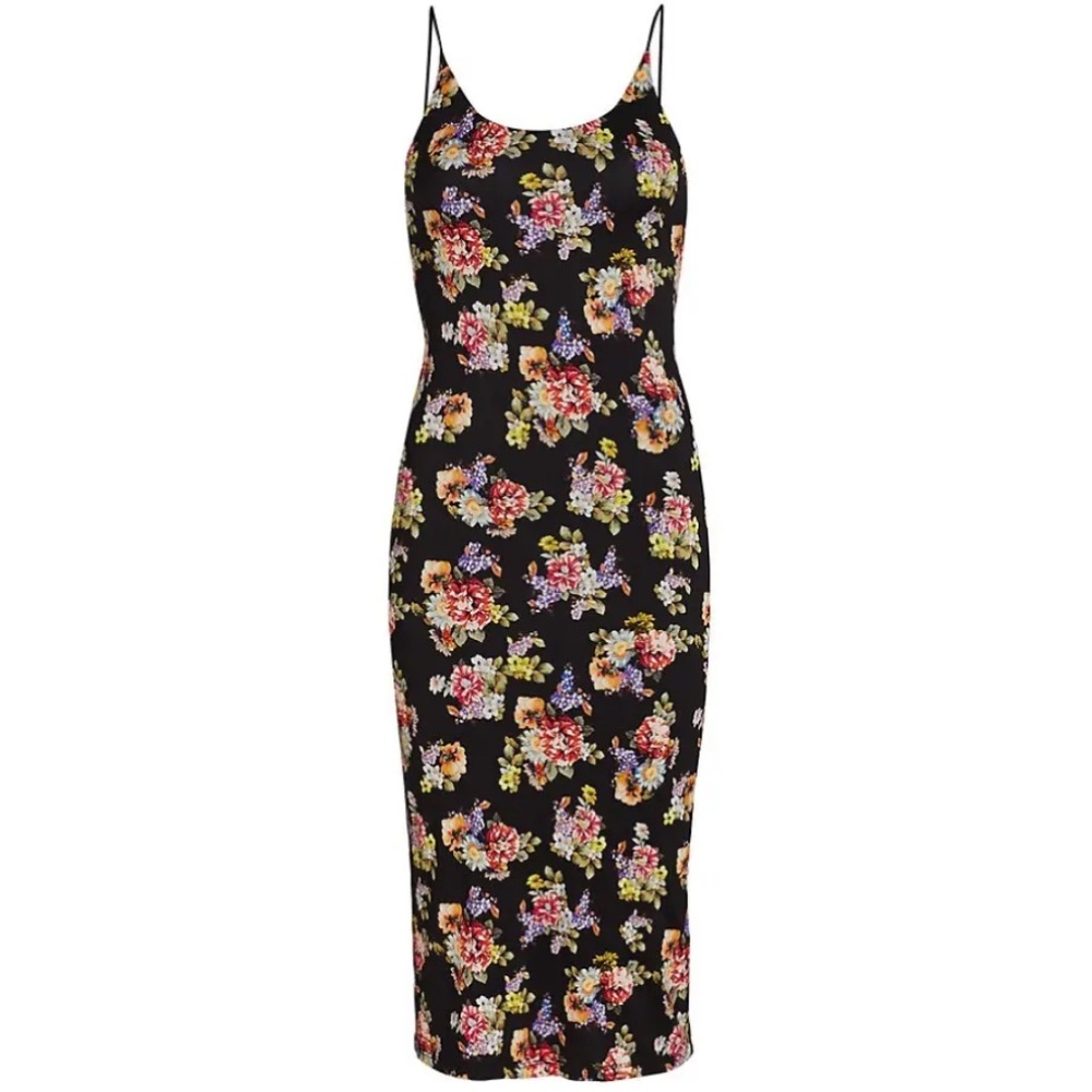 NWT Alice + Olivia Delora fitted midi dress in Magnolia Floral Black - size 8